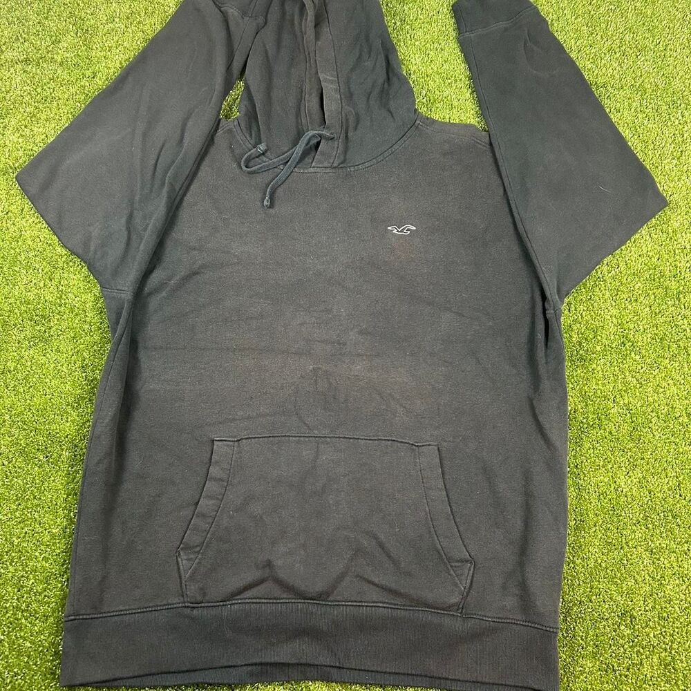 Hollister-co Men's Black and Navy Hoodie